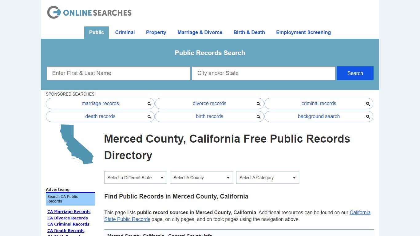 Merced County, California Public Records Directory